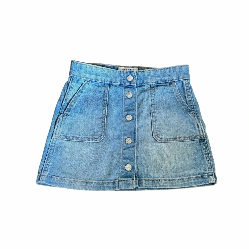 Old Navy Girls Jean Denim Button Front Mini Skirt S 6-7